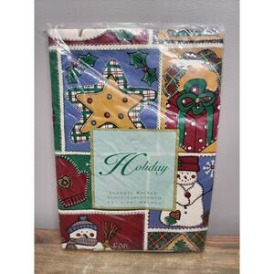 Town & Country Living Holiday Christmas Flannel Back Vinyl Tablecloth 52x70”